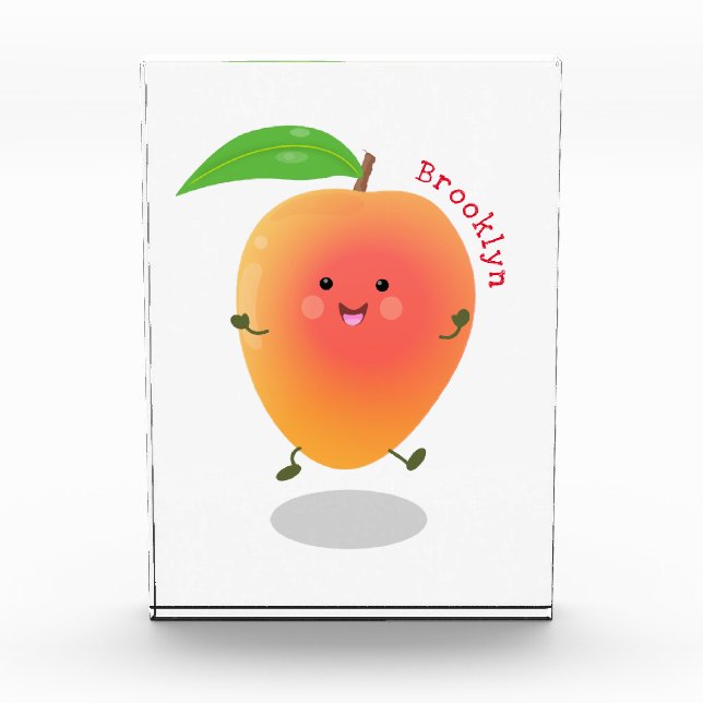 Cute happy mango cartoon illustration photo block (Front)