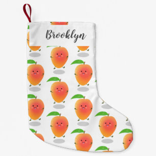 Cute happy mango cartoon illustration small christmas stocking