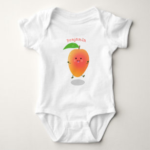 Cute happy mango yellow cartoon illustration baby bodysuit