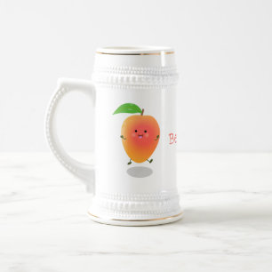 Cute happy mango yellow cartoon illustration beer stein