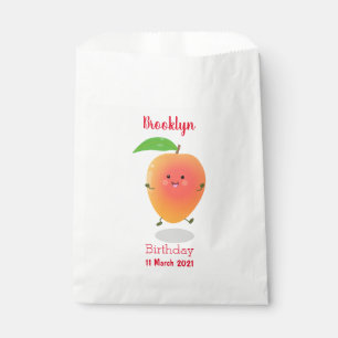 Cute happy mango yellow cartoon illustration favour bags