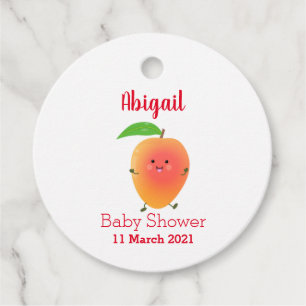 Cute happy mango yellow cartoon illustration  favour tags