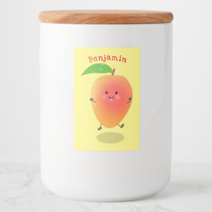 Cute happy mango yellow cartoon illustration food label