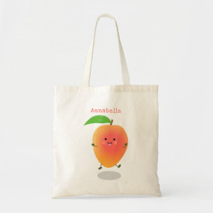 Cute happy mango yellow cartoon illustration tote bag