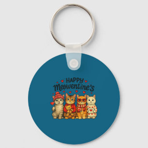 Cute Happy Meowentines Valentine Cats Love Men Wom Key Ring