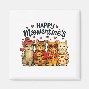 Cute Happy Meowentines Valentine Cats Love Men Wom Magnet