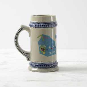 Cute happy milk carton character cartoon beer stein