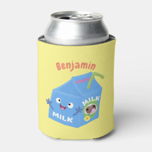 Cute happy milk carton character cartoon can cooler