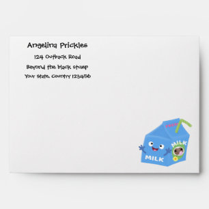 Cute happy milk carton character cartoon envelope