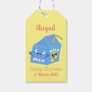 Cute happy milk carton character cartoon gift tags
