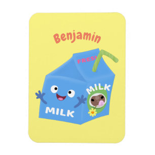 Cute happy milk carton character cartoon magnet