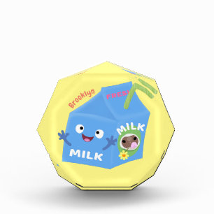 Cute happy milk carton character cartoon  photo block