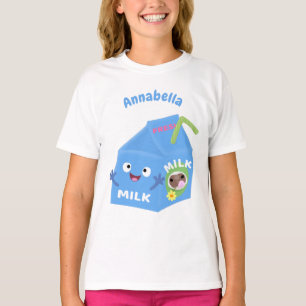 Cute happy milk carton character cartoon T-Shirt