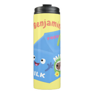 Cute happy milk carton character cartoon thermal tumbler