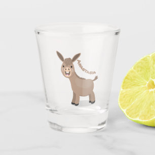 Cute happy miniature donkey cartoon illustration shot glass