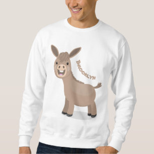 Cute happy miniature donkey cartoon illustration sweatshirt