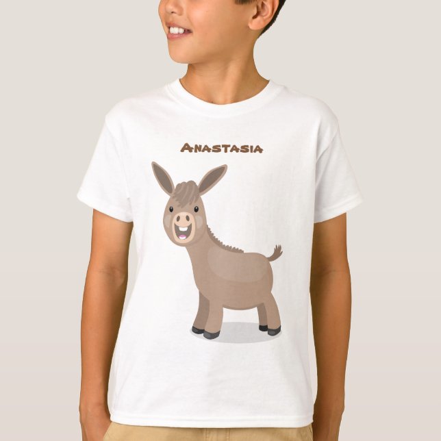 Cute happy miniature donkey cartoon illustration T-Shirt (Front)