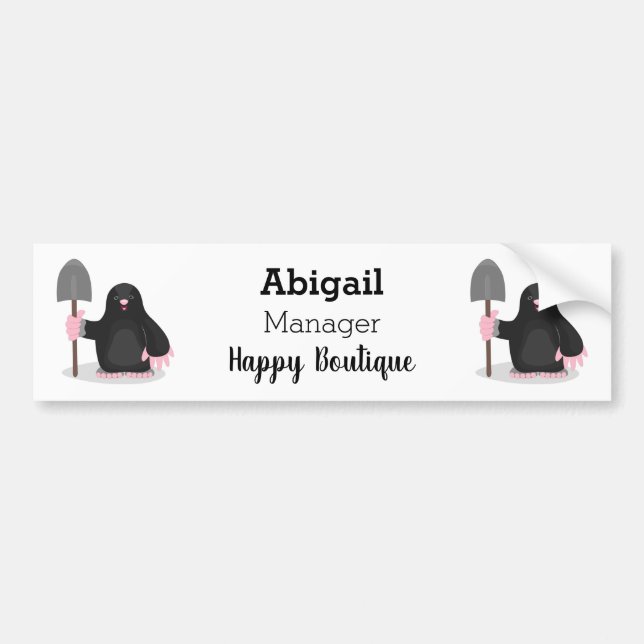 Cute happy mole cartoon illustration bumper sticker (Front)