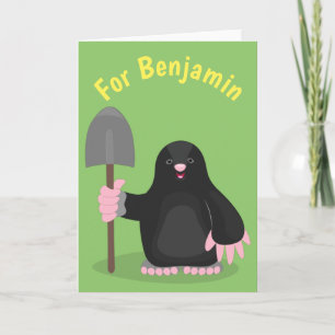Cute happy mole cartoon illustration card