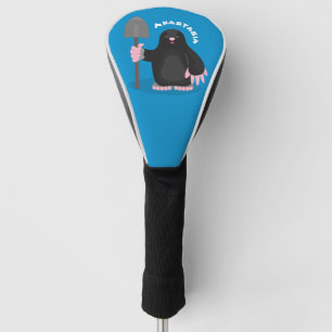 Cute happy mole cartoon illustration golf head cover