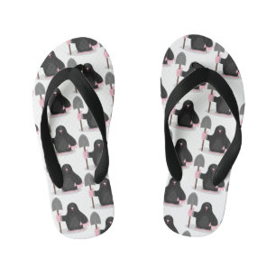 Cute happy mole cartoon illustration kid's jandals