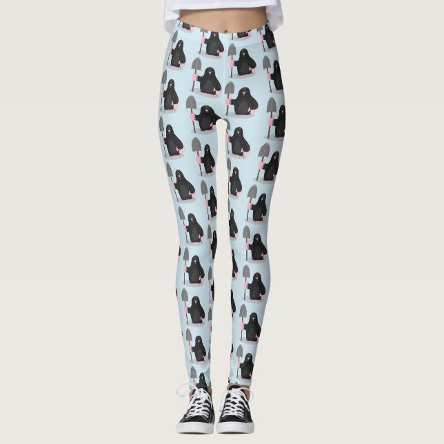Cute happy mole cartoon illustration leggings (Front)