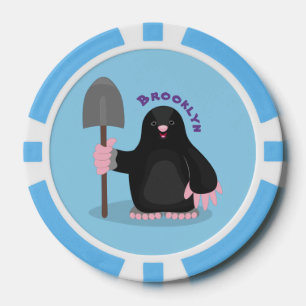 Cute happy mole cartoon illustration poker chips
