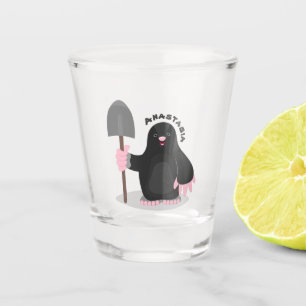 Cute happy mole cartoon illustration shot glass