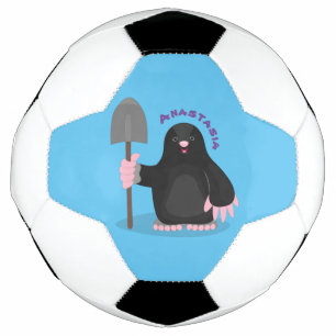 Cute happy mole cartoon illustration soccer ball