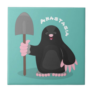 Cute happy mole cartoon illustration tile