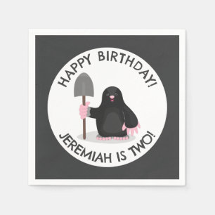 Cute happy mole personalised cartoon birthday napkin