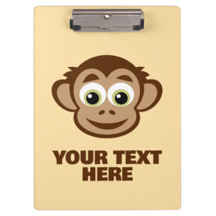 Cute happy monkey cartoon personalised kid's clipboard