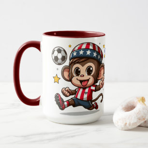 Cute Happy Monkey Soccer Player Mug