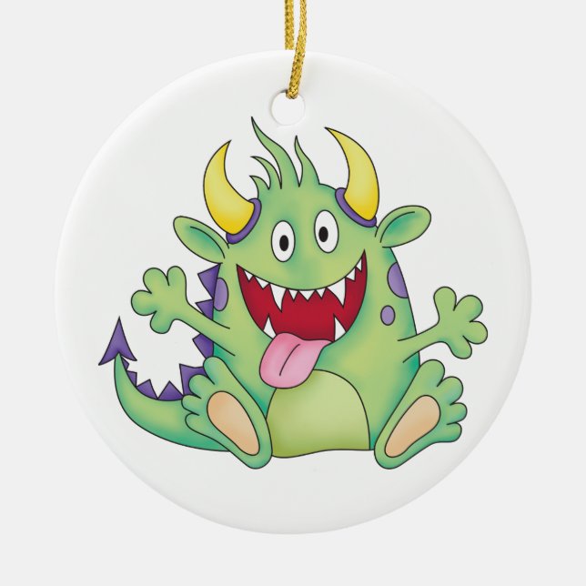 cute happy monster ceramic tree decoration (Front)