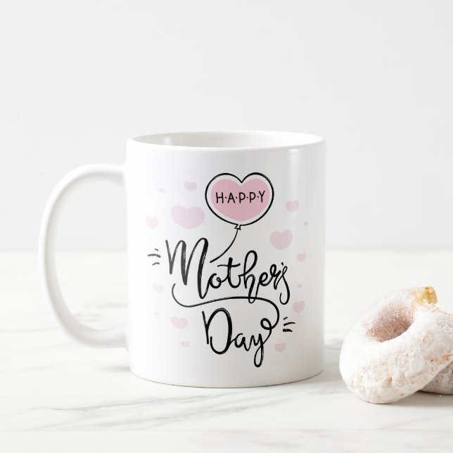 Cute Happy Mother's Day Calligraphy | Coffee Mug (With Donut)