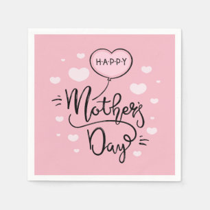 Cute Happy Mother's Day Calligraphy Napkin