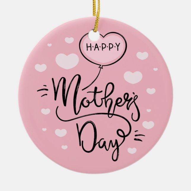 Cute Happy Mother's Day Calligraphy | Ornament (Front)