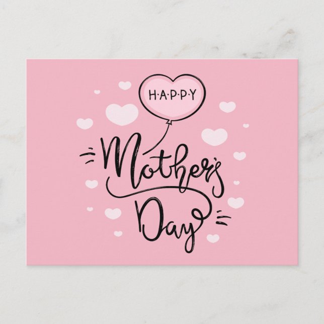 Cute Happy Mother's Day Calligraphy | Postcard (Front)
