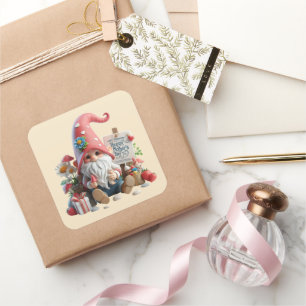 Cute Happy Mother's Day gnome Square Sticker
