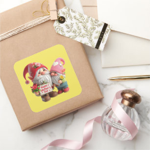 Cute Happy Mother's Day gnome Square Sticker