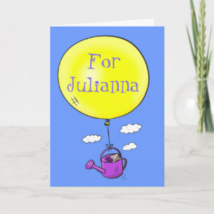 Cute happy mouse with balloon cartoon illustration card