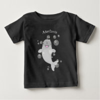 Cute happy narwhal bubbles cartoon illustration