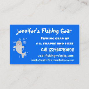Cute happy narwhal bubbles cartoon illustration business card
