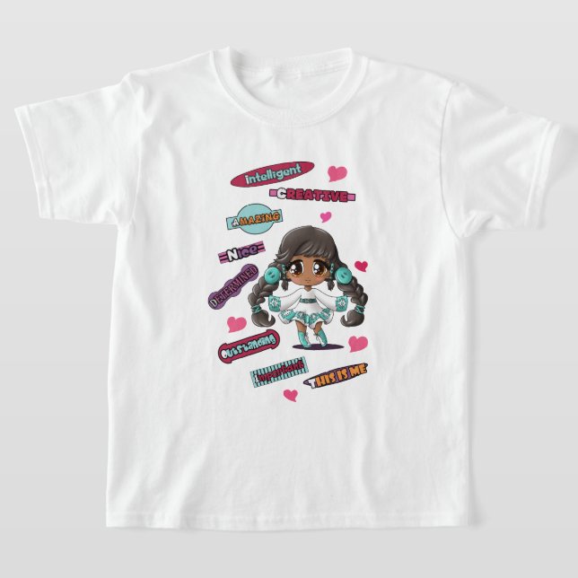 Cute Happy Native American Girl  T-Shirt (Laydown)