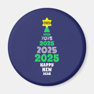 Cute Happy New Year Green and White Tree Novelty` Magnet