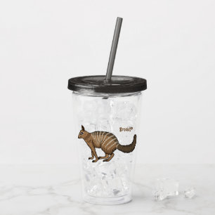 Cute happy numbat cartoon illustration acrylic tumbler
