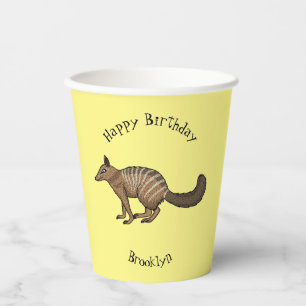 Cute happy numbat cartoon illustration paper cups