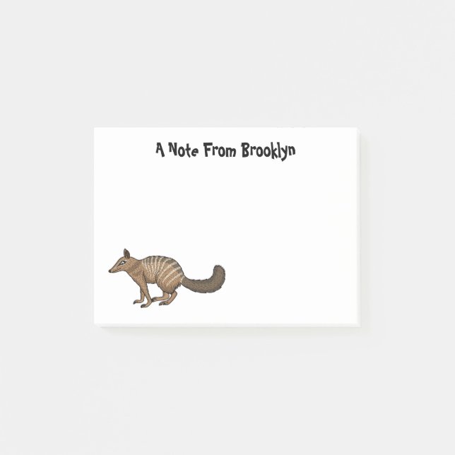 Cute happy numbat cartoon illustration post-it notes (Front)