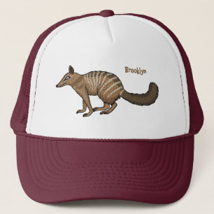 Cute happy numbat cartoon illustration trucker hat
