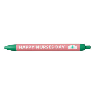 Cute Happy Nurses Day Pink Teal Black Ink Pen